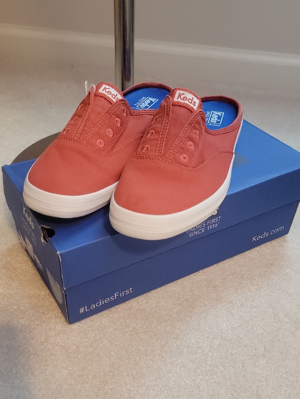 Keds Slip-On Canvas Sneakers in Coral Red